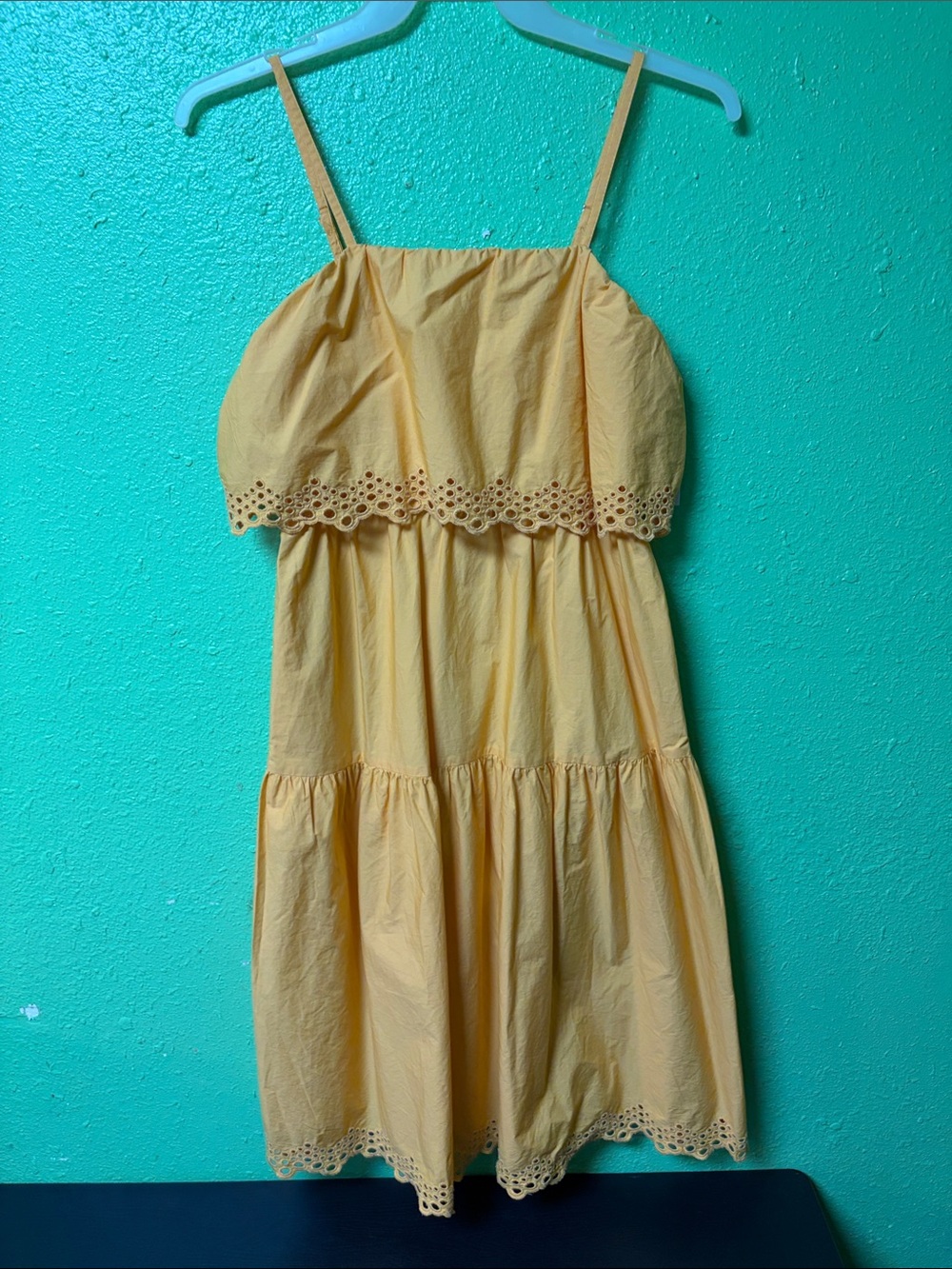 Time and Tru Yellow Eyelet Tiered Sundress